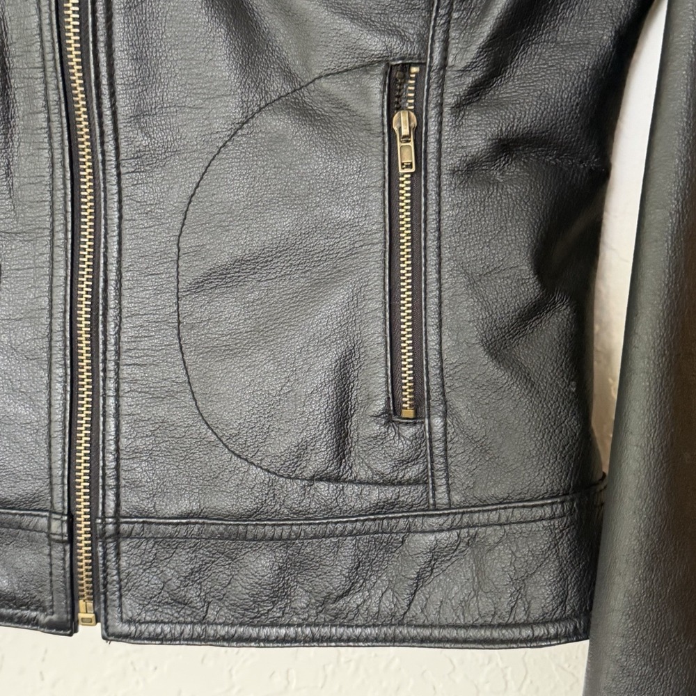 Y2k Vintage Rampage 100% Leather Jacket Size Medium Black Moto Chic Biker Baddie - Picture 3 of 16